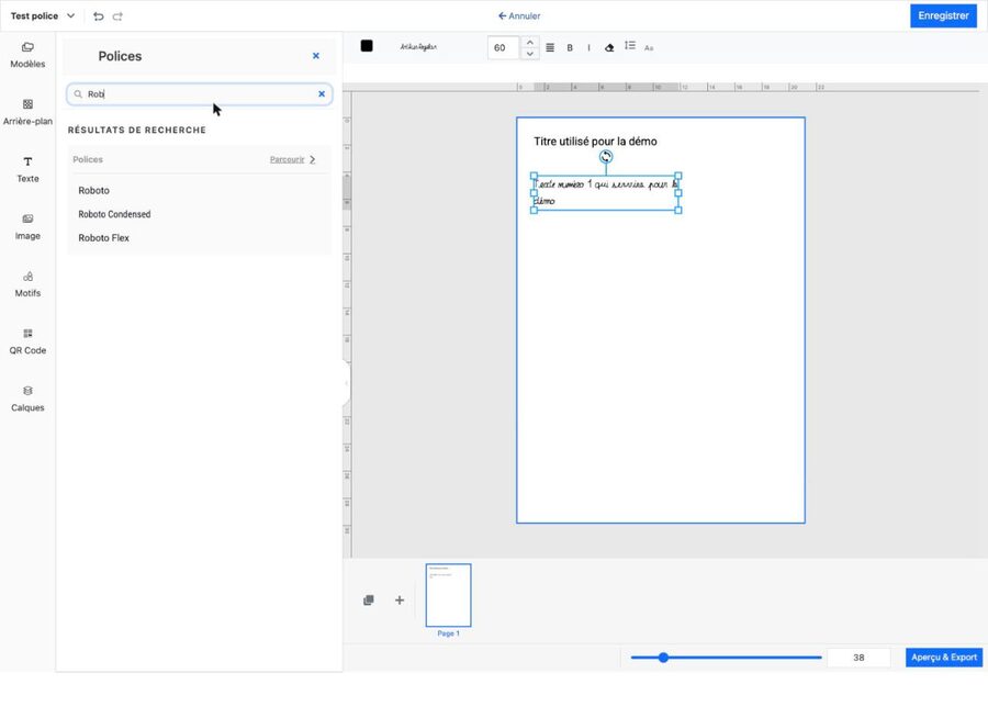 Recherche du texte Rob affichant les résultats Roboto, Roboto Condensed et Roboto Flex