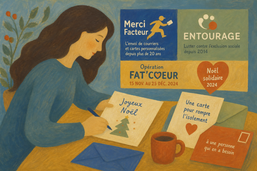 Engagez-vous avec Merci Facteur et Entourage en envoyant une carte de Noël solidaire 2024 pour lutter contre l'exclusion sociale 