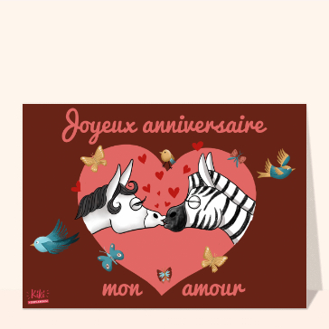 Joyeux anniversaire au coeur tendre et color&eacute;