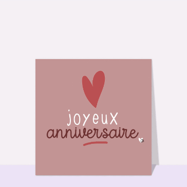 Joyeux anniversaire avec un coeur rouge vif