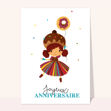Joyeux anniversaire sucr&eacute; avec une jeune fille festive