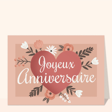 Joyeux anniversaire avec un c&oelig;ur fleuri