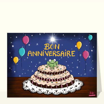 G&acirc;teau d'anniversaire avec grenouille joyeuse