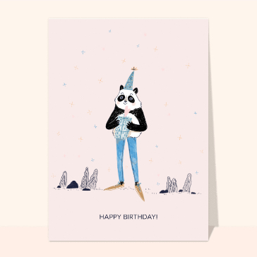 Panda joyeusement surpris pour un anniversaire