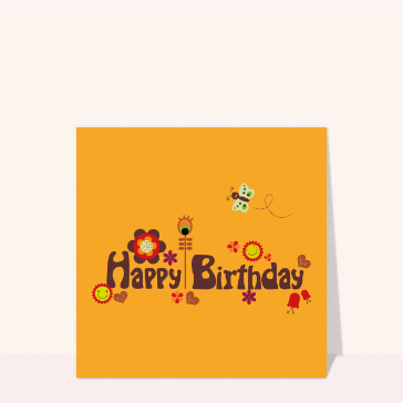 Joyeux anniversaire en fleurs &eacute;clatantes