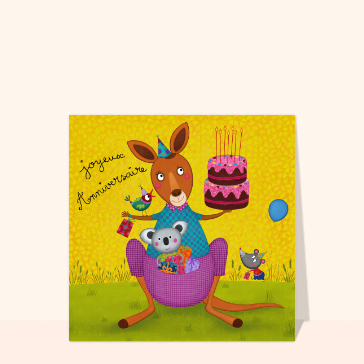 Kangourou joyeux pr&eacute;pare une f&ecirc;te d'anniversaire