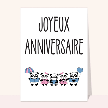 Pandas joyeux pour un anniversaire festif