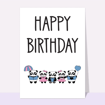 Pandas festifs pour un anniversaire joyeux