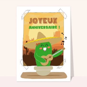 Cactus joyeux pour un anniversaire dr&ocirc;le