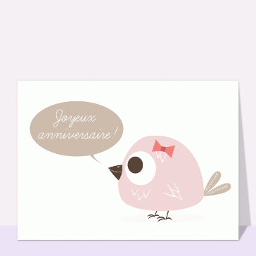 Oiseau rose pour un anniversaire enchanteur