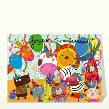 F&ecirc;te color&eacute;e avec animaux joyeux