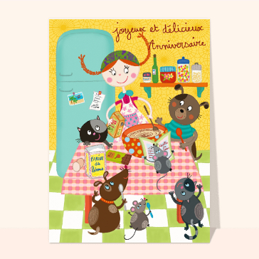 C&eacute;l&eacute;bration gourmande avec des animaux joyeux