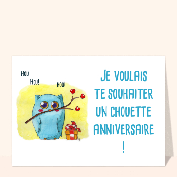 Hibou amusant pour un anniversaire joyeux