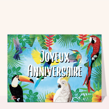 Anniversaire tropical avec des oiseaux color&eacute;s