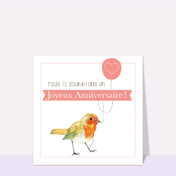 Oiseau joyeux pour un anniversaire enchant&eacute;