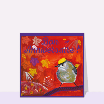 Oiseau amoureux pour un anniversaire joyeux