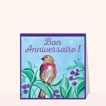 Oiseau color&eacute; pour un anniversaire joyeux