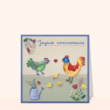 Anniversaire joyeux avec des poules color&eacute;es