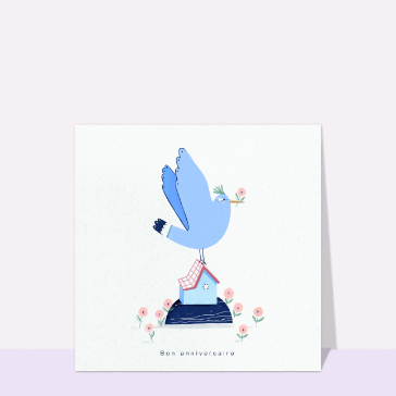 Oiseau bleu pour un anniversaire joyeux