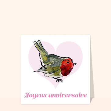 Oiseau joyeux pour un anniversaire tendre