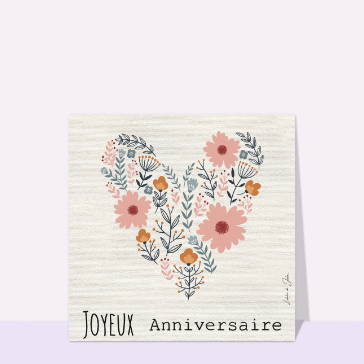 Fleurs en c&oelig;ur pour un anniversaire joyeux