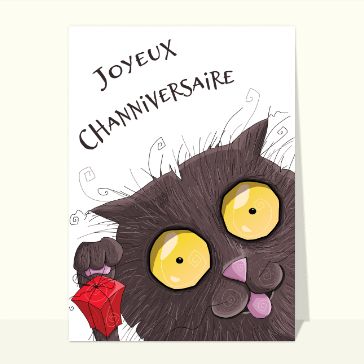 Chat amusant avec cadeau pour anniversaire