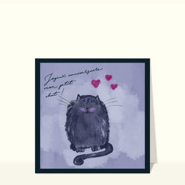 Chat adorable avec c&oelig;urs pour anniversaire