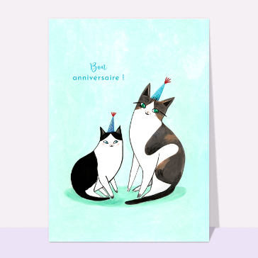 Chat joyeux en f&ecirc;te d'anniversaire