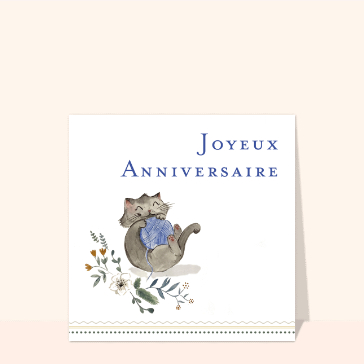 Chat c&acirc;lin avec pelote d'anniversaire