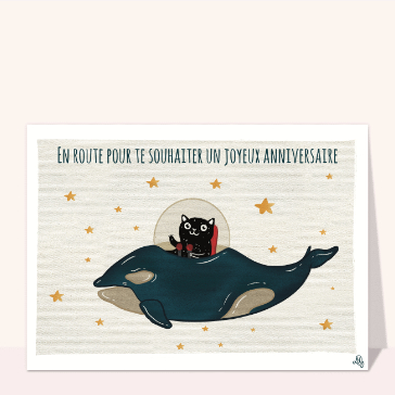 Chat cosmique pour un anniversaire merveilleux