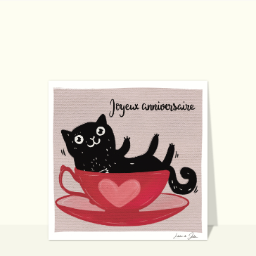 Chat joueur dans une tasse pour anniversaire