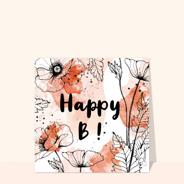 Happy Birthday avec des fleurs d&eacute;licates