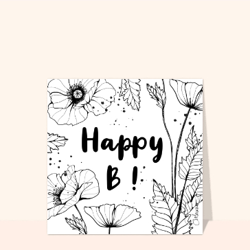 Happy Birthday avec des fleurs &eacute;l&eacute;gantes