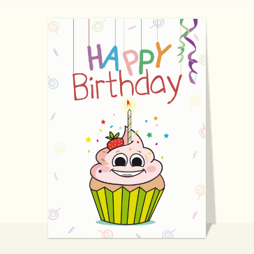 Cupcake joyeux anniversaire color&eacute;