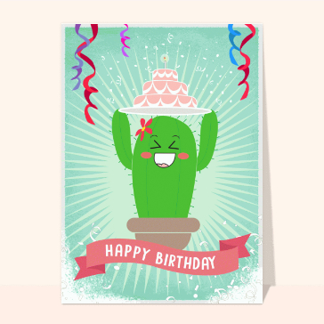 Cactus en f&ecirc;te pour un joyeux anniversaire