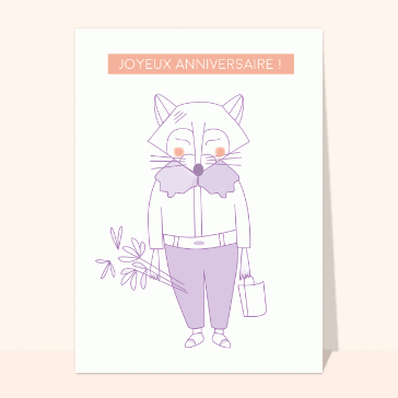 Cute fox with flowers for a birthday
