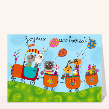 Le train des animaux pour un joyeux anniversaire