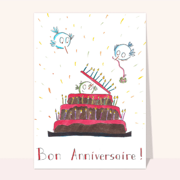 G&acirc;teau d'anniversaire aux oiseaux rigolos