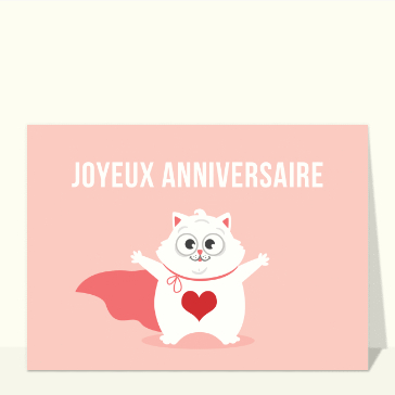 Chaton super-h&eacute;ros pour un anniversaire joyeux