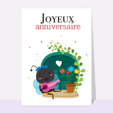 Joyeux anniversaire avec une abeille musicienne