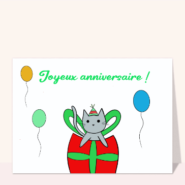 Joyeux anniversaire avec un chat dans un cadeau