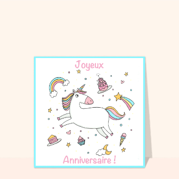 Joyeux anniversaire avec une licorne color&eacute;e