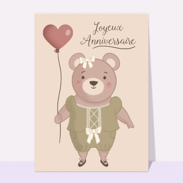 Joyeux anniversaire avec un ours &agrave; ballon