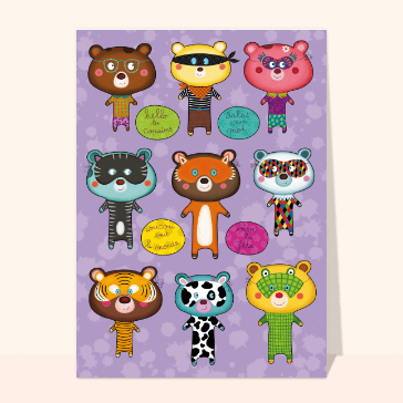 Invitation joyeuse des animaux color&eacute;s