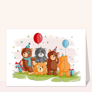 Invitation d'anniversaire avec les oursons joyeux