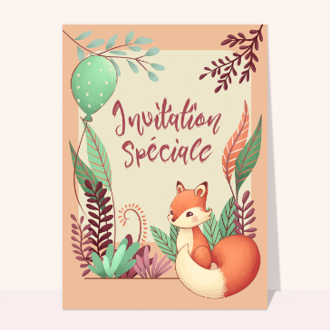 Invitation magique avec un renard espi&egrave;gle