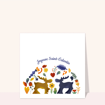 Joyeuse Saint-Valentin avec des rennes color&eacute;s