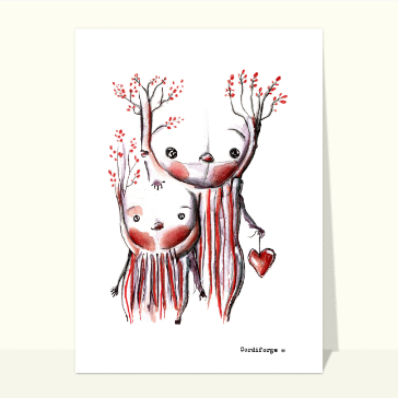 Amour entre arbres : tendresse color&eacute;e