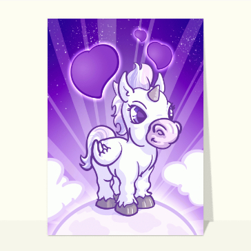 Licorne mignonne et coeurs scintillants