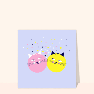 Chats mignons &eacute;chang&eacute;s et coeurs flottants